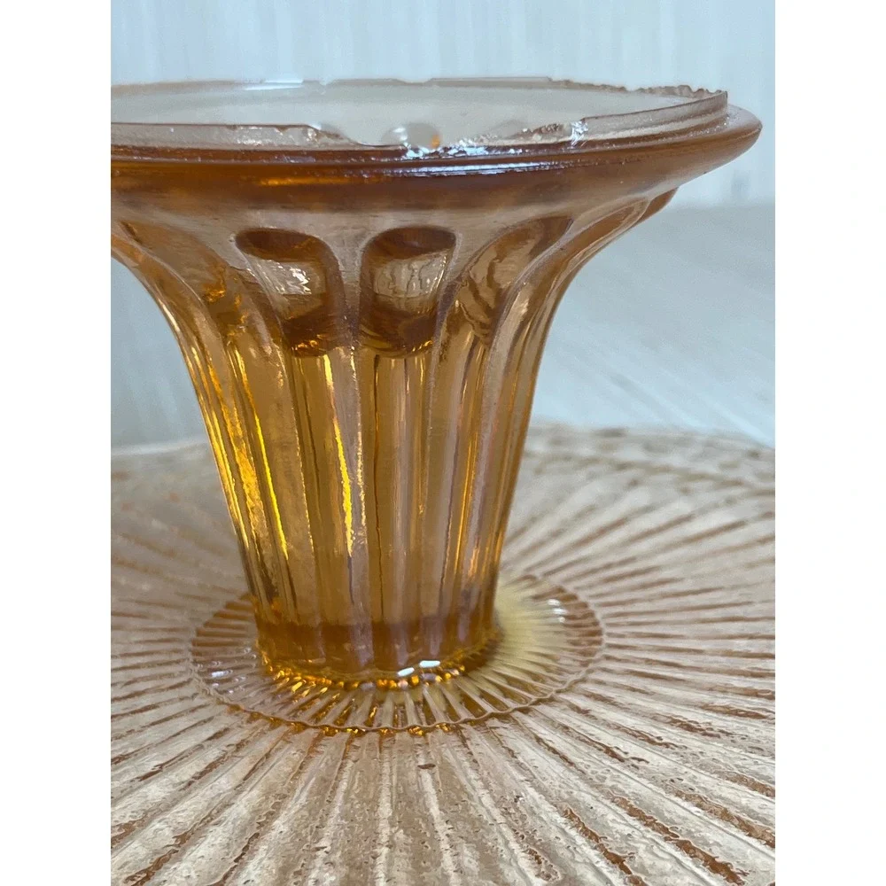 Vintage Pink Depression Glass Cake Stand Laurel Leaf Embossed Pedestal Stand